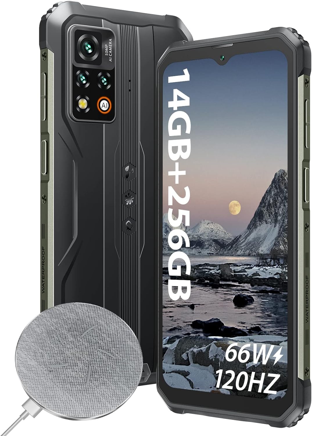 Blackview - Teléfonos resistentes desbloqueados, BV9200 Android (2023), 14 GB+256 GB/1 TB de teléfono celular desbloqueado, 66 W Fast+ 30 W de carga inalámbrica, Octa-core Helio G96, visualización de 2.4 K 120Hz, cámara de 50 MP, Android 12, NFC
