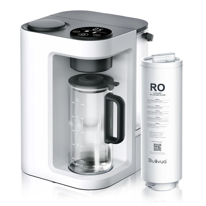Bluevua RO100ROPOT-LITE - Sistema de filtro de agua de ósmosis inversa para encimera, purificación de 5 etapas, 3:1 de puro a drenaje, purificador de agua portátil (no requiere instalación) (azul)