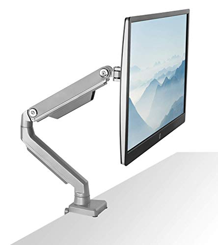 Soporte de brazo para un solo monitor | Soporte de escritorio | Brazo de resorte mecánico articulado ajustable en altura de movimiento completo | Se adapta a pantallas de ordenador compatibles con VESA de 24 27 29 30 32