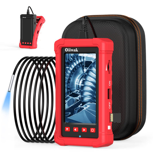 Cámara endoscopio industrial de 0.154 in, cámara de inspección de boroscopio Oiwak HD 1080P pantalla IPS de 4.3 pulgadas, 6 luces LED, cable semirrígido, funda de transporte, cámara de serpiente de alcantarillado impermeable IP68 (5 pies)
