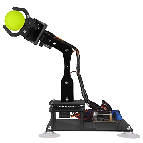 Adeept Kit de brazo de robot de 5-DOF robótico de 5 ejes compatible con Arduino IDE programable DIY codificación STEM brazo robótico con código de procesamiento de pantalla OLED y tutoriales PDF, color negro