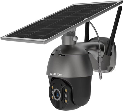 S600 3G/4G LTE Cámara de seguridad celular con energía solar para exteriores, inalámbrica, foco de visión de 360°, visión nocturna de 1080p, conversación de 2 vías, sensor de movimiento PIR, sin WiFi, Soliom